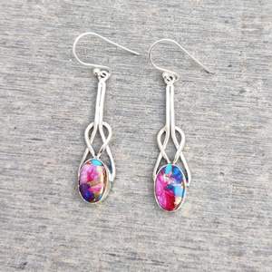 ต่างหูเงินแท้ 925 ประดับมุกสีชมพูและเทอร์ควอยซ์ ดีไซน์เรียบหรู ประดับอัญมณี ของขวัญสุดหรู - Product Image 4