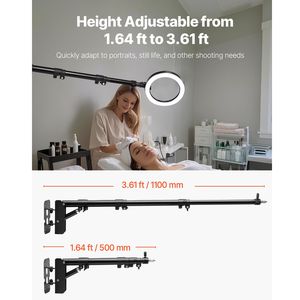 Braccio a Triangolo Robusto da 100 cm (39,37 Pollici) con Rotazione a 180 Gradi, Supporto a Parete per Treppiede S per Anelli Luminosi - Product Image 3