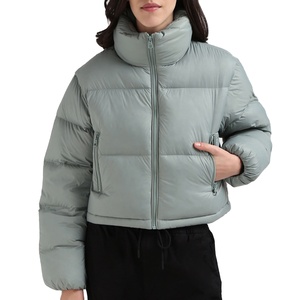 <b>Women</b> Quilted Puffer Jacket Short Stand <b>Collar</b> <b>Women</b> Puffer Jacket Long Reflective Puffer Jacket Black Cropped Puffer Jacket - Product Image 3