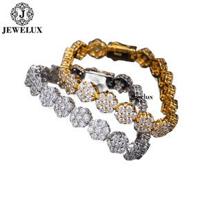 Export Premium Flower Shape <b>Silver</b> Gold Plated Moissanite Diamond Tennis Bracelet for <b>Men</b> & Women Gift From Indian Supplier - Product Image 4