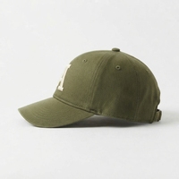 Casquette de baseball vert olive avec lettre A brodée blanche, 6 panneaux, réglable, unisexe, décontractée