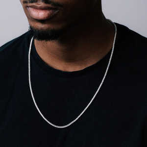 สร้อยคอเทนนิสโมอิสซาไนต์ 2 มม. เงินแท้ 925 ชุบทองคำขาว ประดับเพชรแบบ Iced Out สไตล์มินิมอล ฮิปฮอป - Product Image 1