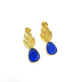 WHOLESALE BLUE MONALISA GEMSTONE 18K <b>GOLD</b> PLATED <b>DANGLE</b> <b>EARRINGS</b> 18K <b>GOLD</b> PLATED <b>EARRINGS</b> WITH TRENDY DESIGN - Product Image 3