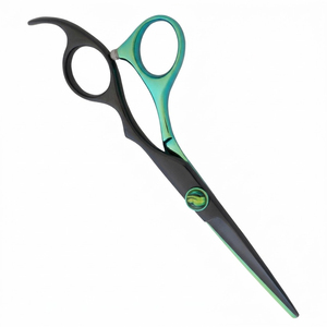Ciseaux de coiffure professionnels de haute qualité, design ergonomique, lame noire mate avec accents vert irisé, outil de salon de coiffure - Product Image 3