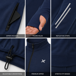Sweat-shirt de sport personnalisé pour homme X Sports City, à manches longues, demi-zip, anti-transpiration, pour l'entraînement en hiver - Product Image 4