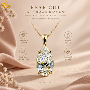 Collier pendentif solitaire en diamant de laboratoire taille poire, chaîne à trois griffes, or massif 9K 14K 18K, bijoux |   Styles élégants en forme de larme - Product Image 5