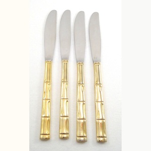 Cuchillo de Cena de Diseño Moderno con Rayas Metálicas, Vajilla Lineal Acanalada para Hotel, Proveedor Mayorista, Exportación a Granel - Product Image 2
