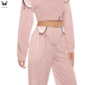 Conjunto Deportivo Casual de Dos Piezas para Mujer, Top Corto y Pantalones Deportivos en Color Rosa, Ideal para Fitness, Viajes, Ejercicio y Comodidad Diaria - Product Image 5