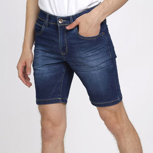 Shorts Bermuda en Coton Délavé Bleu Foncé pour Homme, Taille Mi-Haute, Braguette Boutonnée, Poches Décontractées, Tissu Respirant - Product Image 4