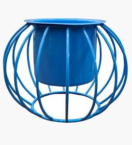 Pot de fleurs moderne en métal bleu avec support géométrique sphérique décoratif pour l'intérieur, l'extérieur, la maison, le jardin, le balcon - Product Image 6
