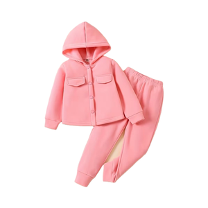 Conjuntos de Ropa de Dos Piezas de Punto de Algodón 100% de Manga Larga con Logotipo Personalizado en Relieve de Alta Calidad para Niñas al por Mayor en Bangladesh - Product Image 1