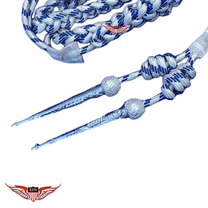 Silver And Blue Wire <b>Braided</b> Parade Aiguillette Shoulder Aiguillette Silver And Blue Wire Aiguillette Wire <b>Cord</b> - Product Image 2