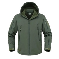 Veste Softshell Homme Écologique Séchage Rapide Effet Peau de Requin Coupe-Vent Imperméable à Capuche Col Montant Fermeture Éclair Respirante