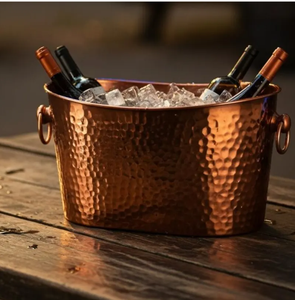 Seau à glace au design attrayant, en acier inoxydable, avec couvercle en cuir, refroidisseur et glacière à vin durables - Product Image 5