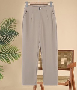 Women's Comfortable Elastic Trousers Pants Casual Autumn Regular Solid 100% Cotton Canvas Suit - Product Image 2
