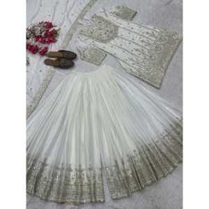 ชุดปาร์ตี้ออกแบบโดยดีไซเนอร์สำหรับผู้หญิงมีลายปักด้านบน-พลาสโซและ dupatta - Product Image 4