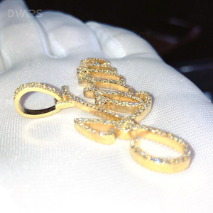 Pendentif personnalisé avec initiale de nom en moissanite VVS, argent 925, bijoux de luxe hip-hop, plaqué rhodium - Product Image 2