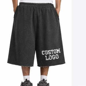 Shorts de survêtement amples et surdimensionnés pour hommes |   Bords bruts déchirés |   Façade |   100% coton |   Streetwear en gros OEM |   Respirant et écologique - Product Image 6