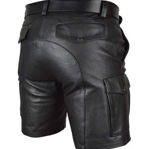 Nouveau style, design unique, short en cuir de vachette pour homme, style streetwear, nouvelle couleur unie, coupe slim 2026 - Product Image 3