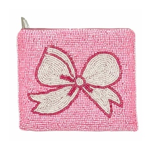Monedero de algodón ecológico hecho a mano con cuentas, bordado de lazo blanco, con cremallera, para monedas, tarjetas y maquillaje, para niñas y mujeres - Product Image 1