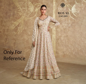 Traje Anarkali Salwar blanco de georgette con bordados, para fiestas indias y pakistaníes, vestido modesto. - Product Image 1