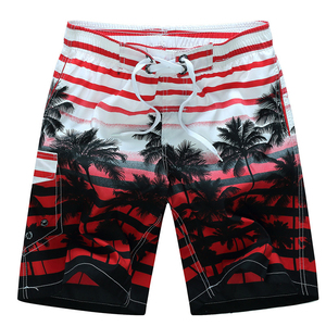 Shorts de Baño para Hombre con Estampado de Palmeras, Rayas, Secado Rápido, Cordón Ajustable, Cintura Media, Corte Corto - Product Image 4
