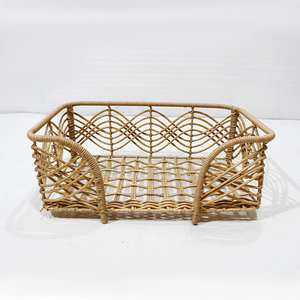Rectangular Woven Fiber Pet <b>Bed</b> With Geometric Pattern Breathable Removable Cushion Indoor <b>Dogs</b> <b>Sofa</b> Style - Product Image 3