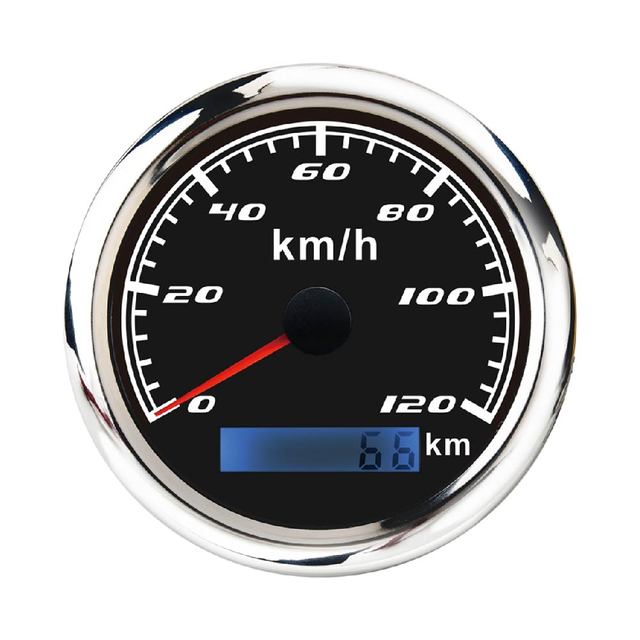 85mm SPEEDOMETER 120 KMH Gauge ODOMETER CANbus J1939 Needle Analog White LED Backlight Black Faceplate