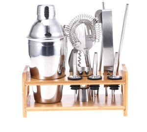Kit de barman de luxe multi-pièces en acier inoxydable avec shaker à cocktails, doseur, passoire et cuillère pour accessoires de bar à domicile et de fête - Product Image 5