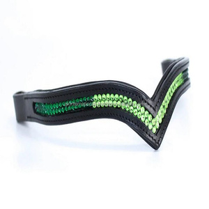 Clásico hecho a mano a medida cristales multicolores pedrería decorativa canal vacío cuero ceja de caballo banda a precio mayorista - Product Image 2