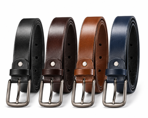 Ceinture décontractée pour homme en cuir véritable de vachette écologique avec boucle automatique en alliage de 3,5 cm pour jeans - Product Image 3