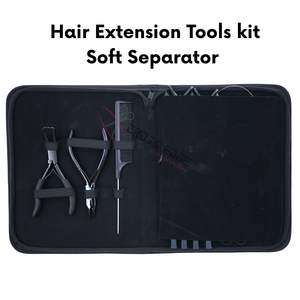 Kit professionnel d'application d'extensions capillaires : outil à crochet noir, dissolvant de perles, pince à sertir, peigne à queue de rat, ensemble de pinces bec de canard - Product Image 5