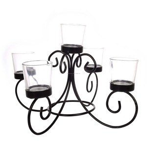 Portavelas con 5 vasos de vidrio votivos para restaurante y oficina, decoración de bodas, uso de Metal hecho a mano de alta calidad - Product Image 1