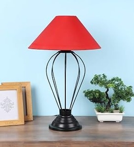 Lámpara de Mesa Eléctrica Metálica Estilo Rústico con Base para Bombilla B22 220V y Pantalla de Tela para Mesita de Noche en Dormitorio o Estudio - Product Image 4