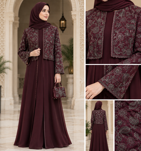 New Sample Embroidered velvet Burgundy Floral Pattern Metallic Woven 58/60 Inch Home Textile Curtain <b>Material</b> - Product Image 2