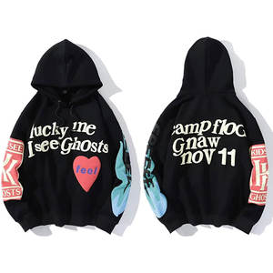 Sudadera con capucha retro de algodón mezclado con estampado de letras, diseño exclusivo, informal, con cremallera y estampado en relieve. - Product Image 1