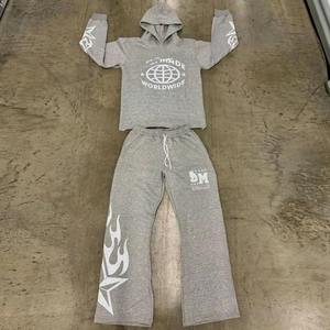 2 Piece Rhinestone Sun Faded Tracksuit <b>Screen</b> Print Sweat Suit for Men Women - Product Image 3