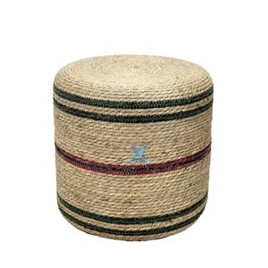 <b>Vintage</b> Style Cotton Seagrass Ottoman Handmade Woven Pouf Decorative Floor Cushion Wholesale OEM ODM - Product Image 3