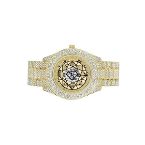 Reloj de Lujo para Hombre con Diamantes de Laboratorio y Baño de Oro Amarillo Sólido, Esfera Redonda Analógica, Correa de 22cm, 40mm - Product Image 4
