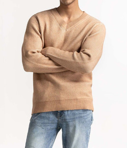 Suéter de punto de alta calidad para hombre, con diseño desgastado, holgado, informal, con logotipo personalizado, suéter de cuello redondo de alta calidad para hombre - Product Image 3