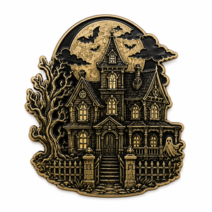 Épinglette personnalisée en émail sur le thème de l'anime, mascotte d'Halloween, métal plaqué or avec impression UV - Product Image 2