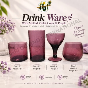 Ensemble de verres à cocktail Highball réutilisables en verre violet finition Hammad, fabriqués à la main, 4 pièces - Product Image 3
