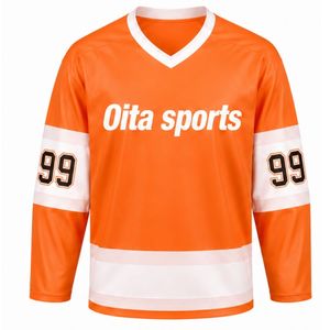 Ensemble de hockey sur glace sublimé orange pour hommes, maillot et short en polyester rayé, uniforme sportif léger, vêtements de compétition - Product Image 3