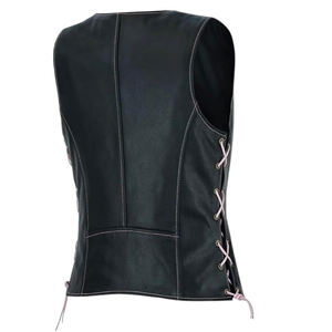 Gilet chauffant sans manches en cuir de vachette noir véritable OEM pour femme, grande taille, coupe-vent double, idéal pour la moto en hiver - Product Image 2