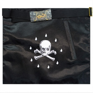 Delantal masónico de cuero bordado a mano con diseño de Rito Escocés de 11.º grado AASR, ribete negro, insignia simbólica ceremonial. - Product Image 4