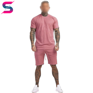 Premium Quality New Arrival Men Solid Pink Crew Neck <b>Knitted</b> Cotton T-Shirt & Shorts <b>Set</b> Breathable Casual Summer Outfit - Product Image 3