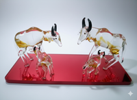 Figurine Art Déco en Verre Faite à la Main, Famille de Vaches, Haute Qualité, Écologique, Décoration de Luxe pour la Maison, Cadeau pour Mariage, Diwali
