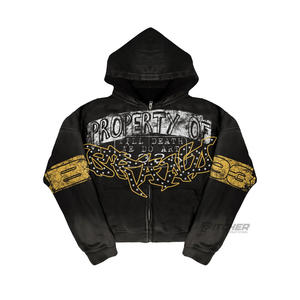 Hoodie oversize en coton épais, coupe ample, logo personnalisé, effet usé, vêtements streetwear - Product Image 6