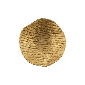 Assiette de présentation en aluminium moulé, texture écorce, ronde, décorative, or, noir, argent, faite à la main, en métal, pour décoration de table - Product Image 2