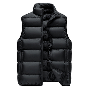 <b>Men's</b> <b>Black</b> Puffer <b>Vest</b> Stand Collar Zipper Closure Windproof Breathable Quick Dry Winter Casual Solid Color - Product Image 2